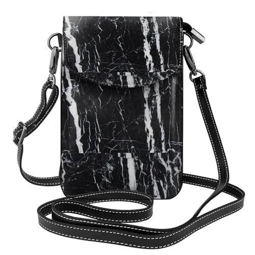 Sac bandoulière marbre noir et blanc pour téléphone et cartes