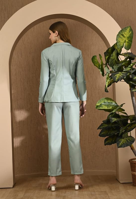 Image of Women Printed Blazer Pant Set- Women's Casual Office Business 3-Piece Printed Suit, Single-Breastered Blazer Camisole and Pant Set