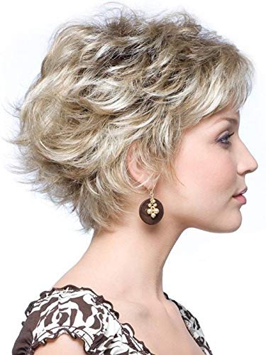 Mason Wig Color Frosti Blonde - Noriko Wigs 3" Short Mixed Layers Beveled Ends Gradient Colors Average Cap Wavy Shag Bundle MaxWigs Hairloss Booklet