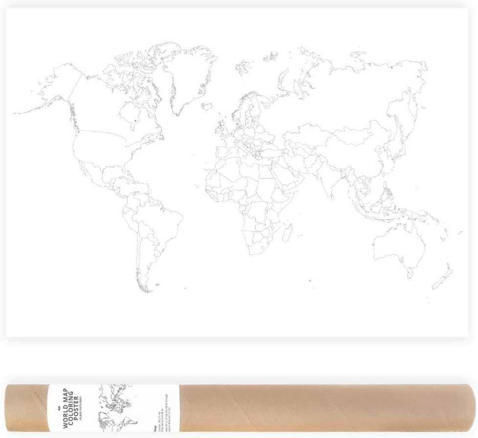 Plain Outlines Political Map of the World to Color In as Travel Map, Sales Map or Educational Help