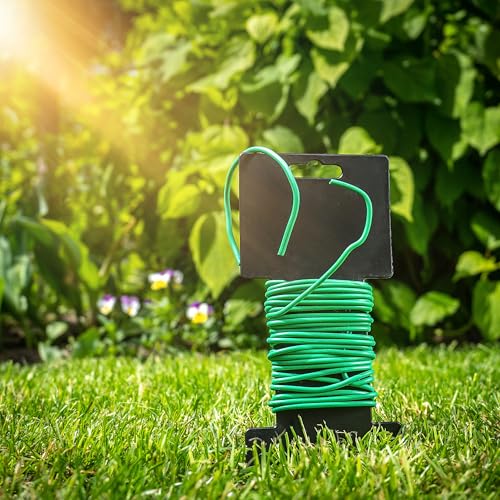 KADAX Gartendraht 3mm x 5m, grüner Bindedraht zum Befestigen von Pflanzen, Pflanzendraht gummiert, wetterfester Draht für Garten, Blumendraht ummantelt (1 Stück)