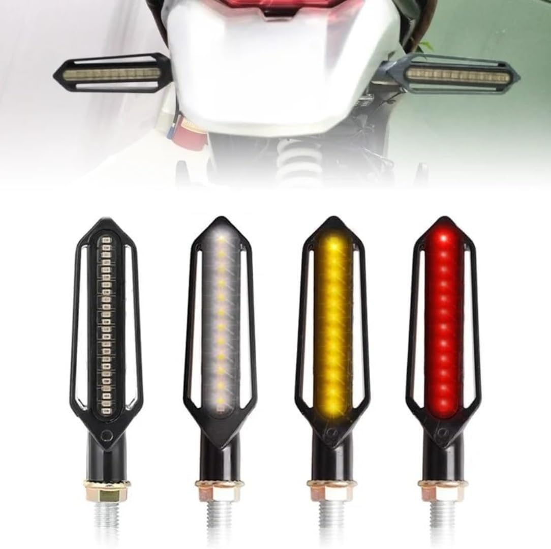 Genérico Indicadores de motocicleta Intermitentes LED para motocicleta de 24 LED, luz intermitente con relé integrado, luces de freno DRL, intermitentes.