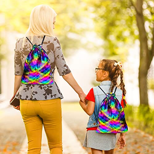Alritz Mermaid Sequin Drawstring Bags Reversible Sequin Dance Bags Gym Backpacks For Women Girls #TOP2