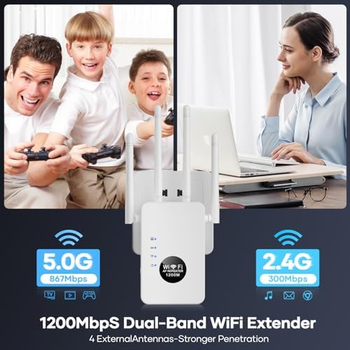 WiFi Repeater,WiFi Extender Signal Booster, 1200 Mbps Covers Up to 12880 Sq.ft and 60 Devices,6625445548978911321548746871215315477 — view 2