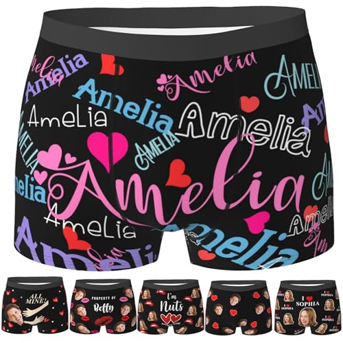 Slavna Personalized Boxers for Men Custom Face Underwear with Picture Boyfriend Customized Boxer Briefs
