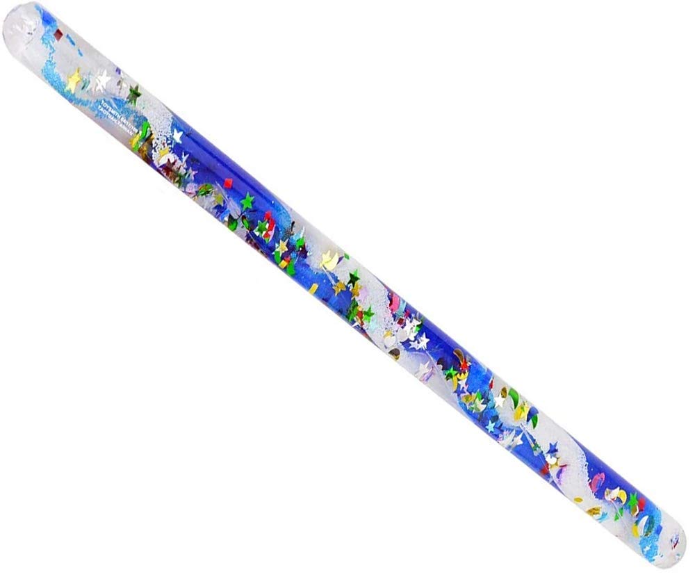 Jumbo Spiral Glitter Wand Hand Fidget Visual Stimulation Stress Relief Water Therapy Water Glitter Tubes for Kids, Teachers, Therapists, Sensory Room (Blue/White)