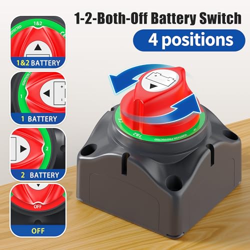 Marine Battery Switch Box Heavy Duty Marine Dual Battery Selector Switch   250A, 1 2 ALL OFF For Boat, RV, Car Battery Disconnect - Foto 2
