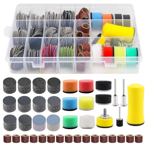 Rierousy Set di 268 dischi abrasivi in da 0,98 in versatile per Dremel, accessori per lucidatura, levigatrici, levigatrici, tamponi per lucidatura, avvitatore a batteria