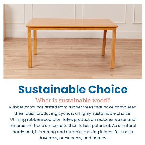 Image of ECR4Kids 30in x 48in Rectangular Hardwood Table with 22in Legs, Kids Furniture, Honey