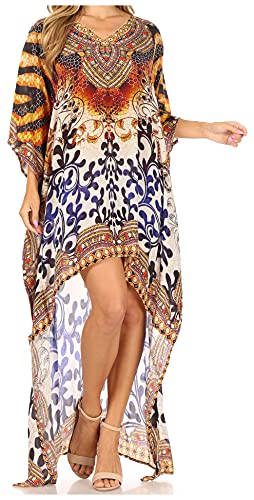 Caftan fluide haut de gamme incrusté de strass précieux au fini soyeux