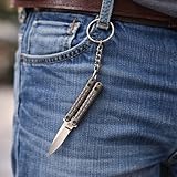 Thommys Things Butterfly Schlüsselanhänger Taschenmesser 9,5cm rostfreier Edelstahl Klingenlänge 41mm Kompakt 32g mit Schlüsselring für Sammler Messer Fans Accessoire Geschenk