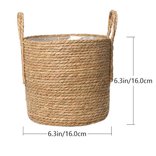 Yardwe Woven Flower Basket Straw Weaving Basket Plant Flower Pots Cover Garden Plant Containers Wicker Rattan Vase Storage Bins Box Container Sundries Organizer 6.3Inchs #TOP2