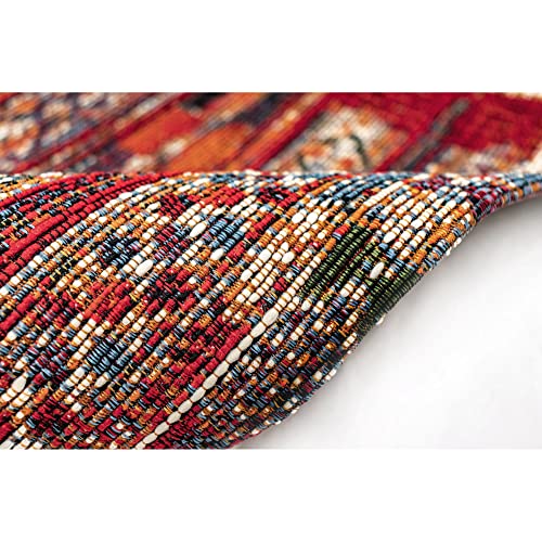 Liora Manne Marina Indoor Outdoor Rug - Tribal Design, Comfortable & Durable, Power Loomed, Polypropylene Material, Uv Stabilized, Tribal Stripe Red, 1'11" X 7'6" #TOP6
