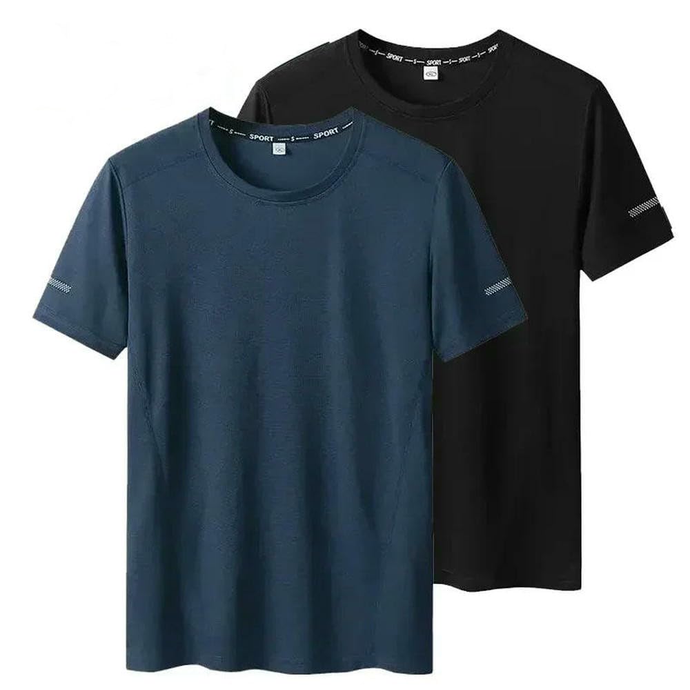 WLDMA - Paquete de 2 camisetas de malla de secado rápido para hombre, talla grande, para gimnasio, correr, ropa deportiva para entrenamiento de fitness
