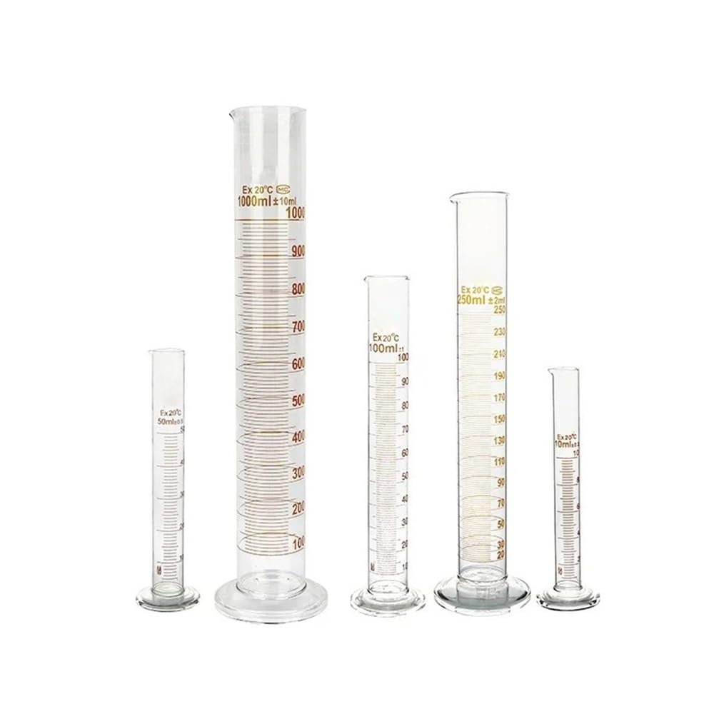 Cristalería de Laboratorio Juego de cilindros de medición graduados de vidrio grueso de 25 ml, 50 ml, 100 ml, 250 ml, 500 ml, 1000 ml y 2000 ml for laboratorio.(2000ml)