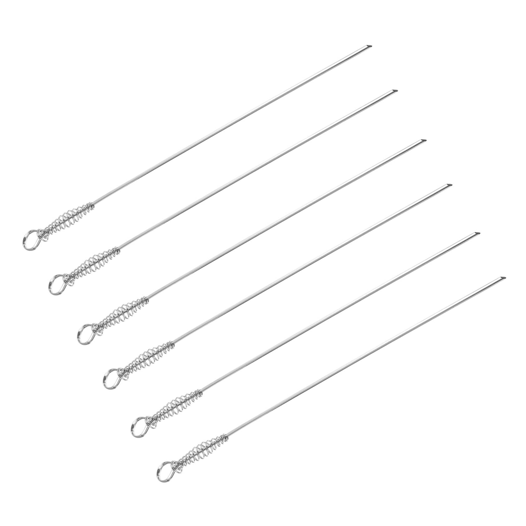 Milisten 6Pcs Stainless Steel Skewers for Barbecue Grilling Durable Spring Skewers Long Easy to Clean Bbq Tools for Outdoor Picnics and Kabobs Dishwasher