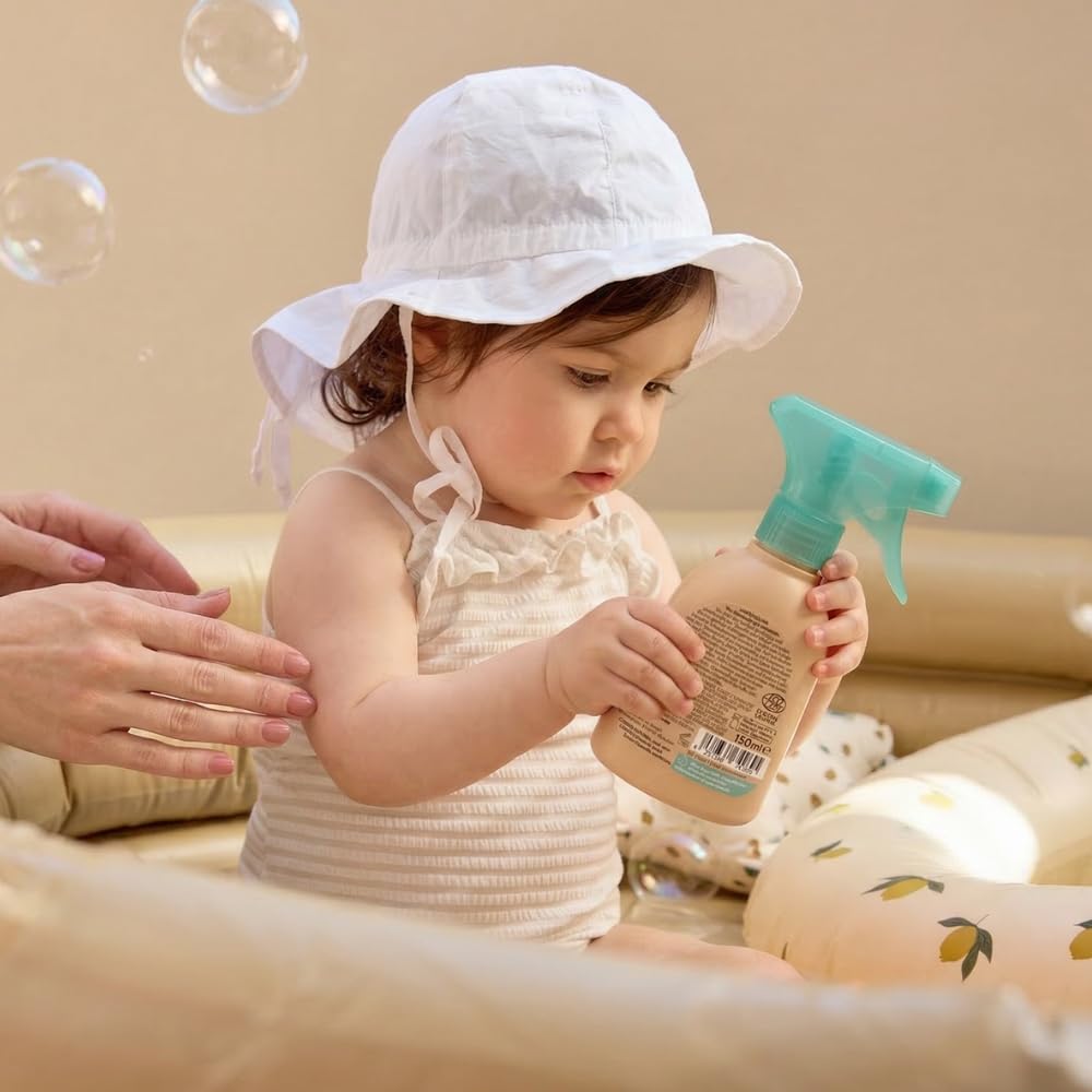 MABYEN Spray solar para niños FPS 50 - 100% filtro UV mineral - Protección inmediata sin tiempo de aplicación - Resistente al agua - Certificada como cosmética natural y libre de perfumes