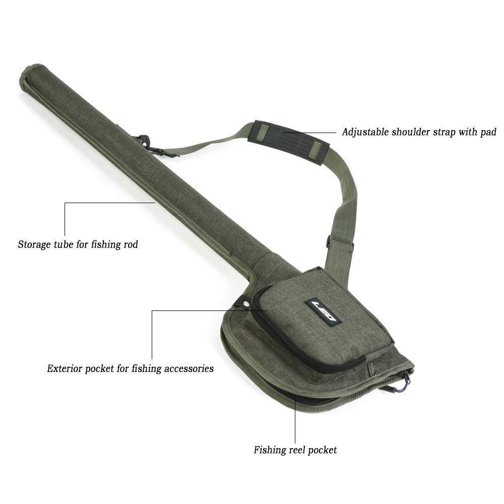 Lixada Fly Fishing Rod Case,Portable Fishing Tackle Bag,Canvas Fishing Pole Storage Bag Fly Rods Reels Durable Carry Case