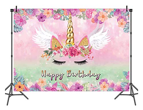 Ltlyh 5X3Ft Unicorn Birthday Party Decorations Backdrop Unicorn Birthday Decorations For Girls Unicorn Cake Table Banner Supplies Studio Props A054 #TOP2