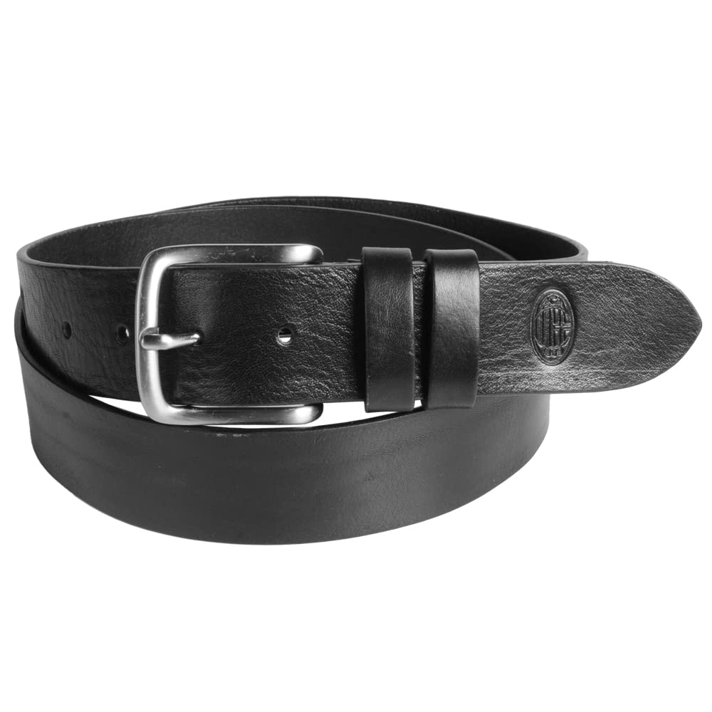 Ceinture AC Milan En Cuir – Modèle Mixte, Boucle Métal – Fabriquée En Italie – 19,3x13,5x7 Cm, 360 G – Accessoire Officiel Du Club