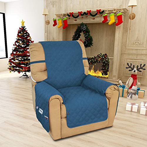 Image of Easy-Going Sofa Slipcover Waterproof Recliner Chair Cover Non-Slip Fabric Couch Cover for Living Room Washable Furniture Protector for Pets Kids Children Dog Cat (Recliner, Peacock Blue)