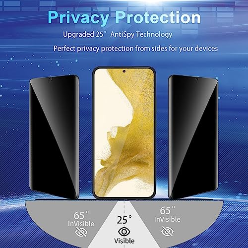 Image of [2+2 Pack] Privacy Screen Protector Compatible with Galaxy S22 5G - 2 Tempered Glass with 2 Camera Lens Protectors - HD Clear - Bubble-Free - Anti-Spy - Scratch Resistant