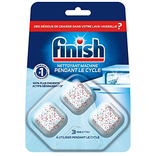 Finish Nettoyant Machine Lave-Vaisselle Pendant le Cycle- 3 Tablettes Lave-Vaisselle/3 Mois d'Utilisation