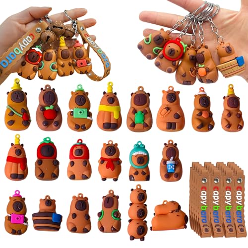 Consejos para Comprar Llaveros los mejores 5. 46 Llavero de Capibara, 20 Piezas Llavero Juguete de Capibara, Lindo Animal de Capibara Llavero, Juguetes de Llavero y Regalos, Regalos de Cumpleaños para Niños y Niñas