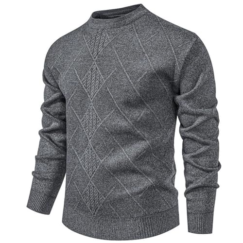 Men Winter Thick Knit Pullovers Solid Color Geometric Fashion Slim Fit Knitted Sweaters2
