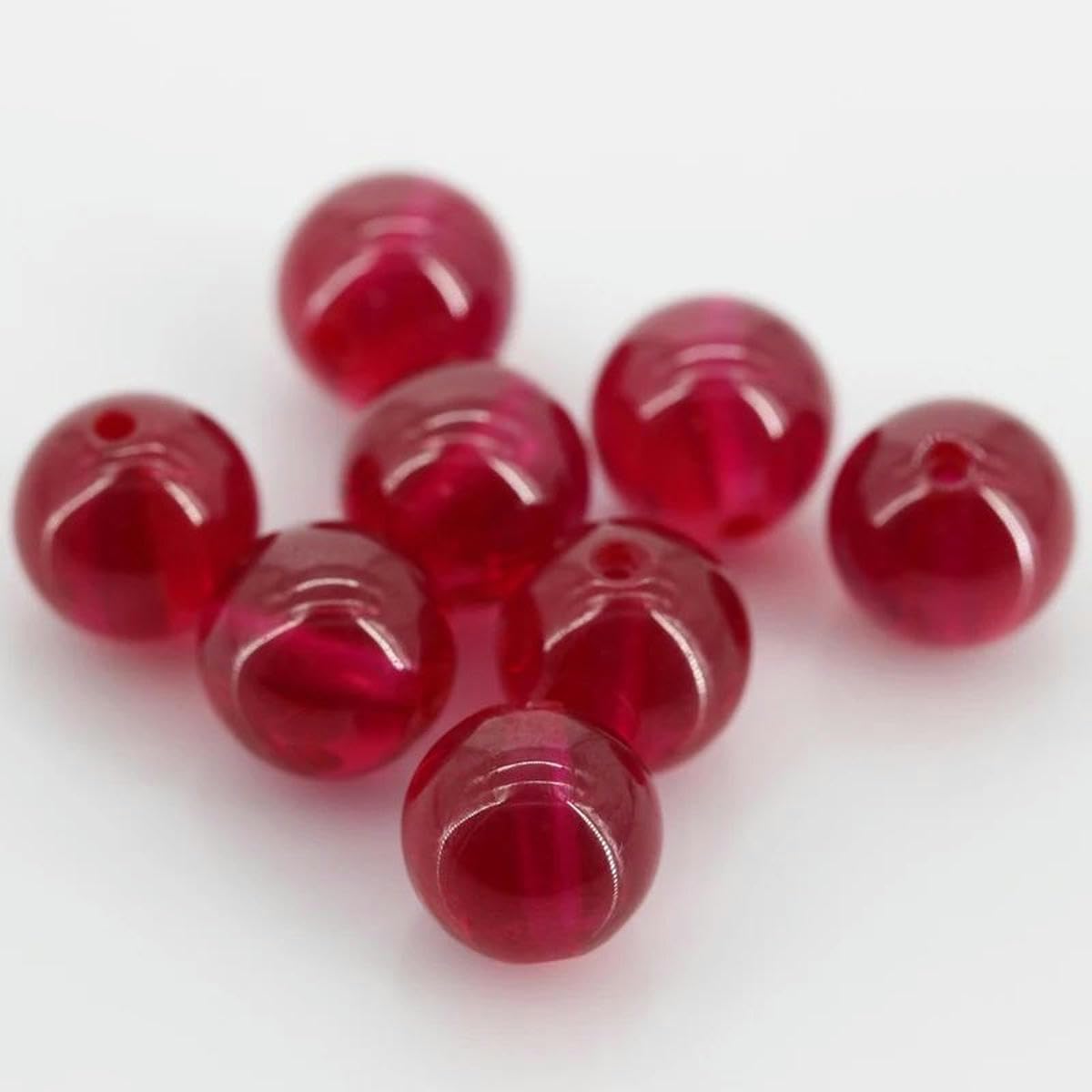 Perles rondes en rubis, boules d'insertion de perles, paquet de 10, 4 à 16 mm, corindon synthétique, quartz rouge avec trou pour la fabrication de bijoux, rubis, 5 mm, 10 pièces