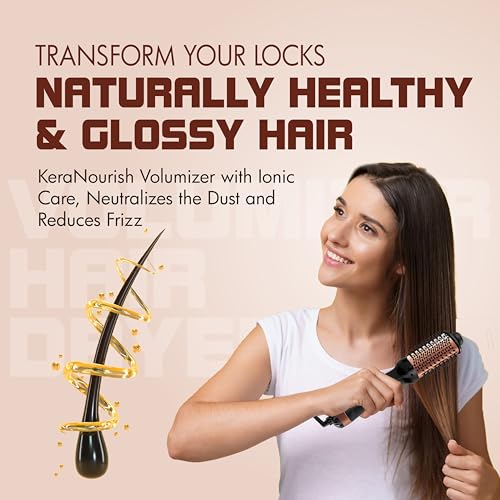 Havells HD4081 Professional Volumizer Hair Dryer, KeraNourish Ceramic Coating Brush Head, 1200 Watts, Ionic Care, Nylon Bristles,Cool Tip with Stand Support (Image - 4)