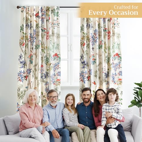 Image of Maison d' Hermine Curtains for Living Room 100% Cotton 50 inchx108 inch (Pack of 1) | 108 inches long Light Filtering Curtains for Windows Bedroom with Rod and Loop Pockets - Canne - Light Beige