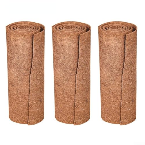 Lot de 3 rouleaux de revêtement en fibre de coco naturelle pour panier suspendu pour fenêtre, jardinières murales (40 x 100 cm)
