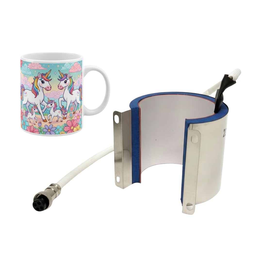 Mug Heating Pad Attachment for Heat Press Machine – 11oz Cylinder Coaster for Sublimation Printing – Standard 4-Pin Female Connector (11oz, 220V)-image-6