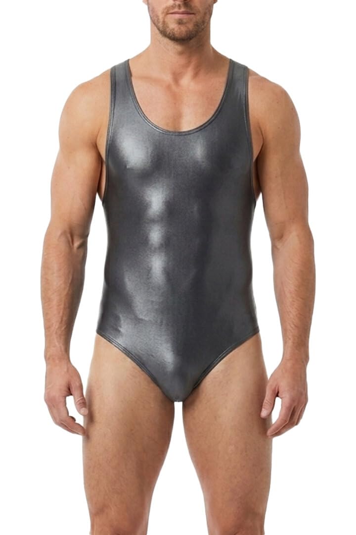 Wetlook Herren Body ohne Ärmel Boxerrücken Drücker