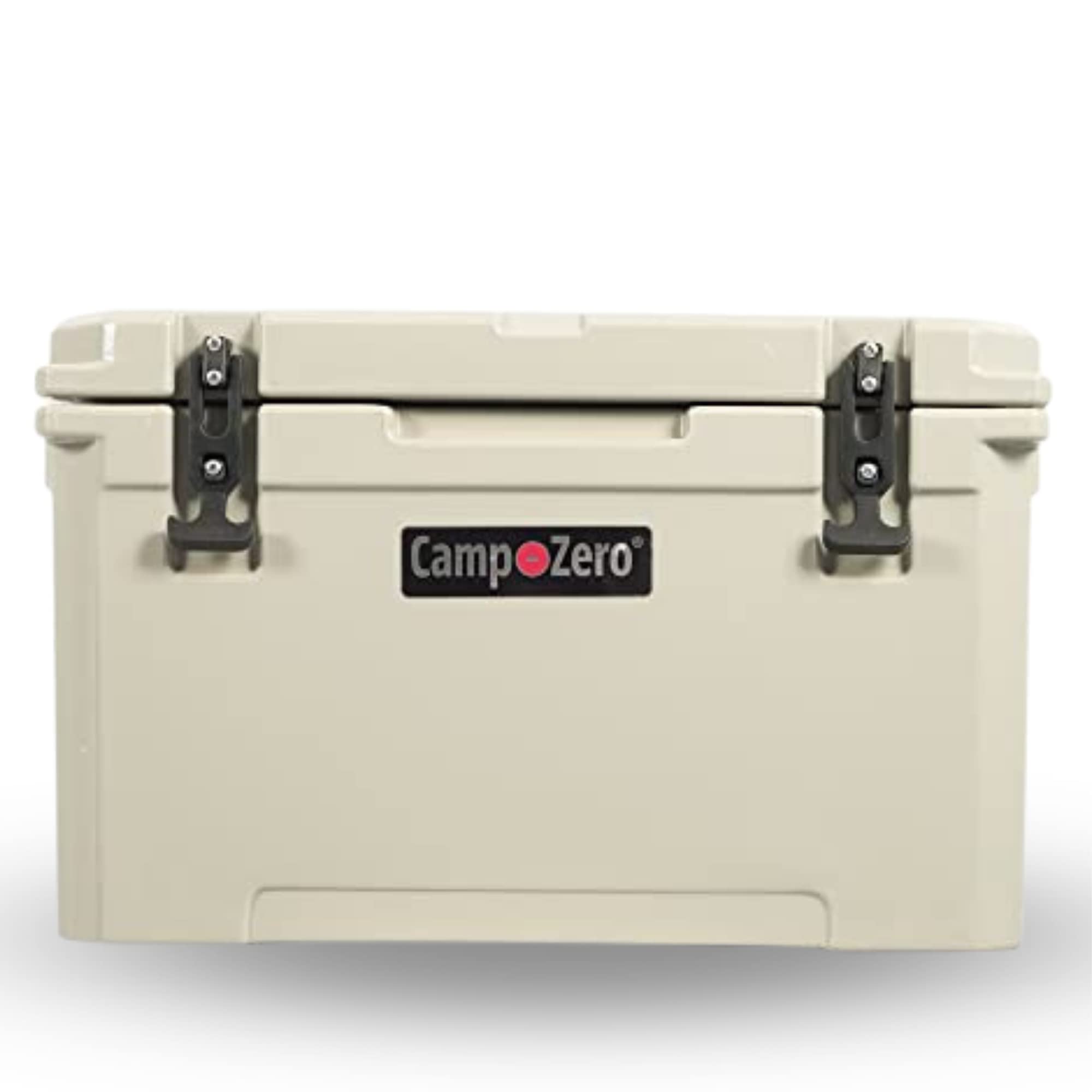 CAMP-ZERO 40L | 42.26 Quart Cooler/Ice Chest with 4 Molded-in Cup Holders & Comfort Grip Rope Handles | Thick Walled, Freezer Grade Cooler w/Secure Locking System & Tie Down Channels (Beige)