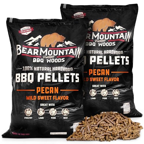 Bear Mountain BBQ 100 Percent All Natural Hardwood Pecan Mild Sweet Flavor Smoker Pellets for Outdoor Wood Pellet Grill (2 Pack)