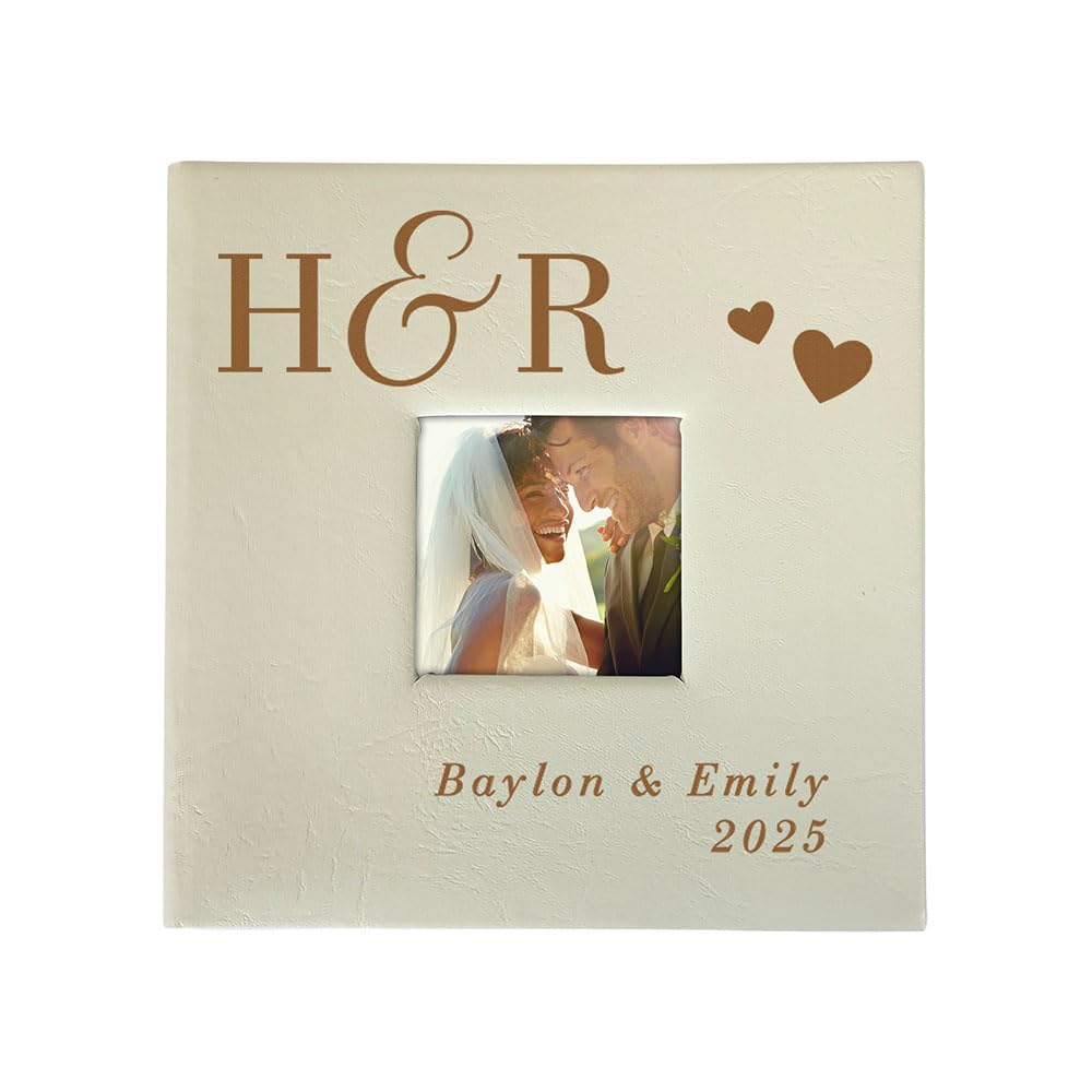 Personalized Wedding Photo Album, Holds 200 4" x 6" Photos, Engraved Couples Initials Leatherette Picture Album, Wedding Gift, Engagement Gift