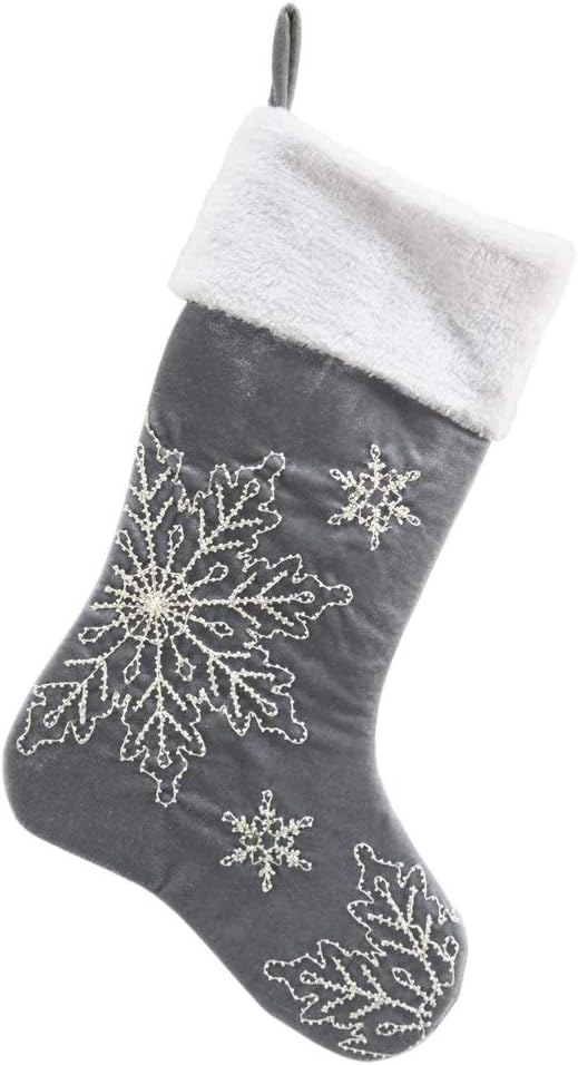 Comfy Hour Let It Snow Collection 18"x11" Christmas Winter Snowflake Stocking, Dark Gray, Polyester
