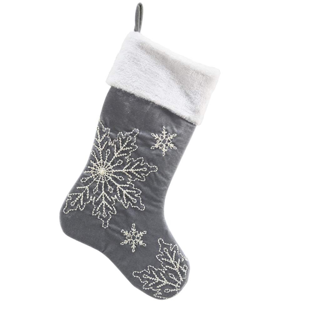 Medias de copo de nieve gris oscuro de 45x28 cm Comfy Hour para navidad