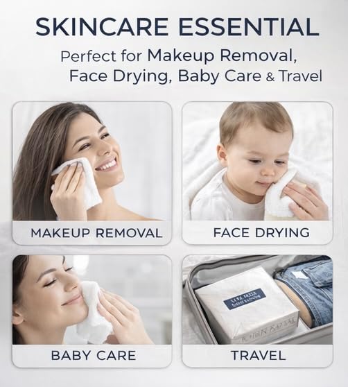 Clean Skin Towels XL Disposable Face Towels for Makeup Removal