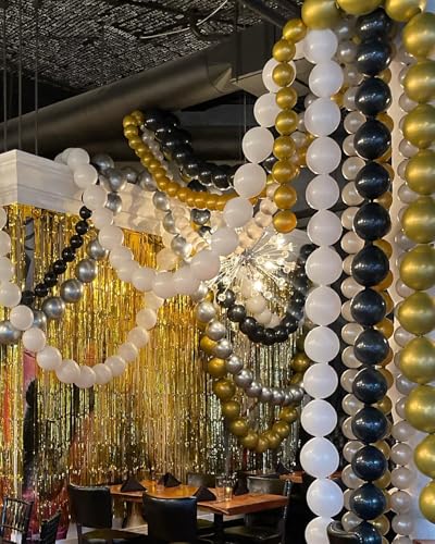 Image of Black Link Balloons,120Pcs 6Inch Black Latex Linking Balloons for Birthday Baby Shower Wedding Anniversary Party Decorations