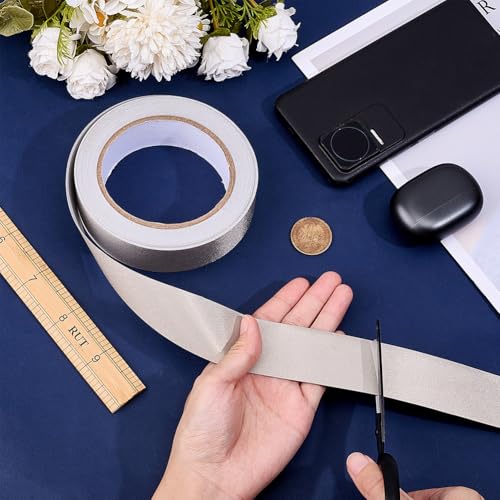 Image of OLYCRAFT Conductive Cloth Fabric Adhesive Tape 1.4 Inch x 62.6 Feet High-Shielding Cloth Tape Faraday Cloth Tape Double Sided Adhesive Tape Roll for Signal Blocking EMI Shielding Wire Harness Wrap
