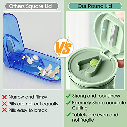 Pill Crusher, Cutter And Grinder, Glodeals Pill Splitter Crushes Pills, Vitamins, Tablets, Stainless Steel Blade, Two Built-In Pill Box Removable Drinking Cup (Green) #TOP2