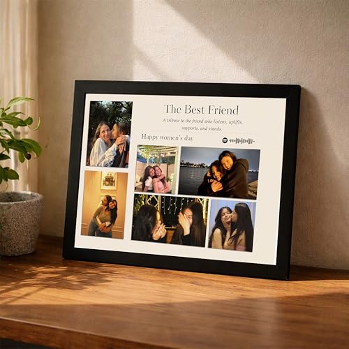 Image of Customized Photo Frame Wall Decor Spotify Gift For Friend Mother Sister Wife and Girlfriend, Personalized Women's Day and Mothers Day Photo Frame Gift For Home Living room Bedroom 23x32 cm
