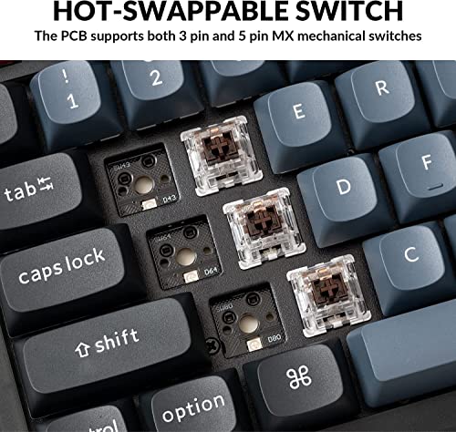 Image of Keychron V6 Wired Custom Mechanical Keyboard, Full-Size QMK /VIA Programmable with Hot-swappable Keychron K Pro Brown Switch Compatible for Mac Windows Linux (Frosted Black-Translucent)