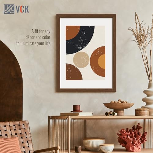 Image of VCK 18x24 Poster Frame Solid Wood Brown 3 Pack Picture Frames 18 x 24 Inches with Wall Mounting Hanging