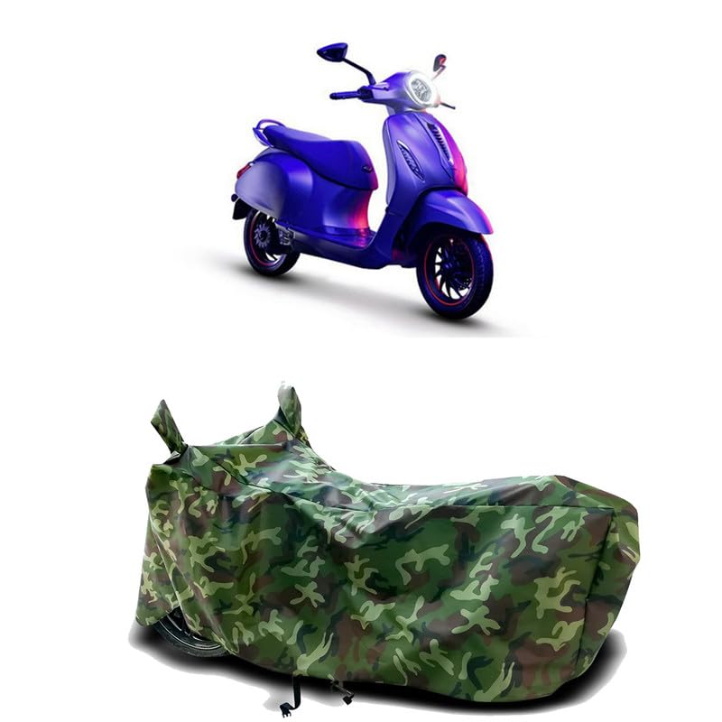 Image of DUFFEL-100% Heat Protection Two Wheeler Bike /Scooty Body Cover for Bajaj Chetak Water Resistance /UV-Rays /Birds Dropping /Scratchproof /Dust Proof /Waterproof[Green Jungle Print]