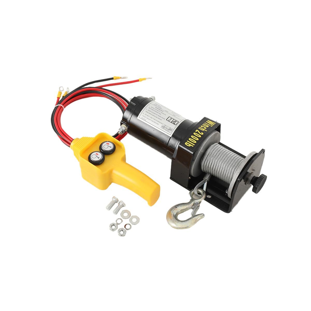 TABODD Elektrische Seilwinde 2000lbs 24V - Power Winch Mit Automatischer Bremse Für Auto & Boot