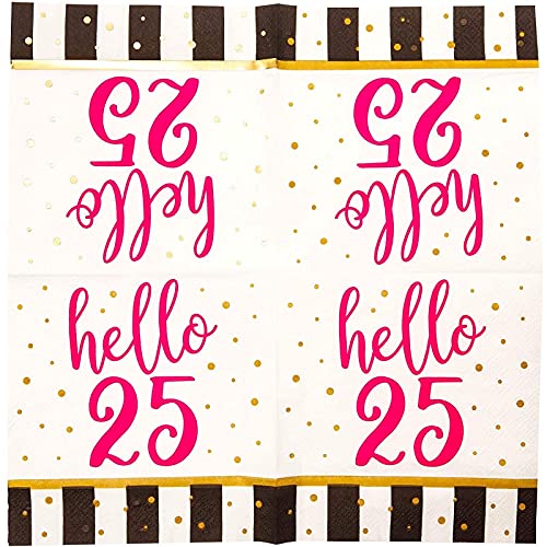 Hello 25 Party Paper Napkins (5 X 5 In, 50 Pack) #TOP2